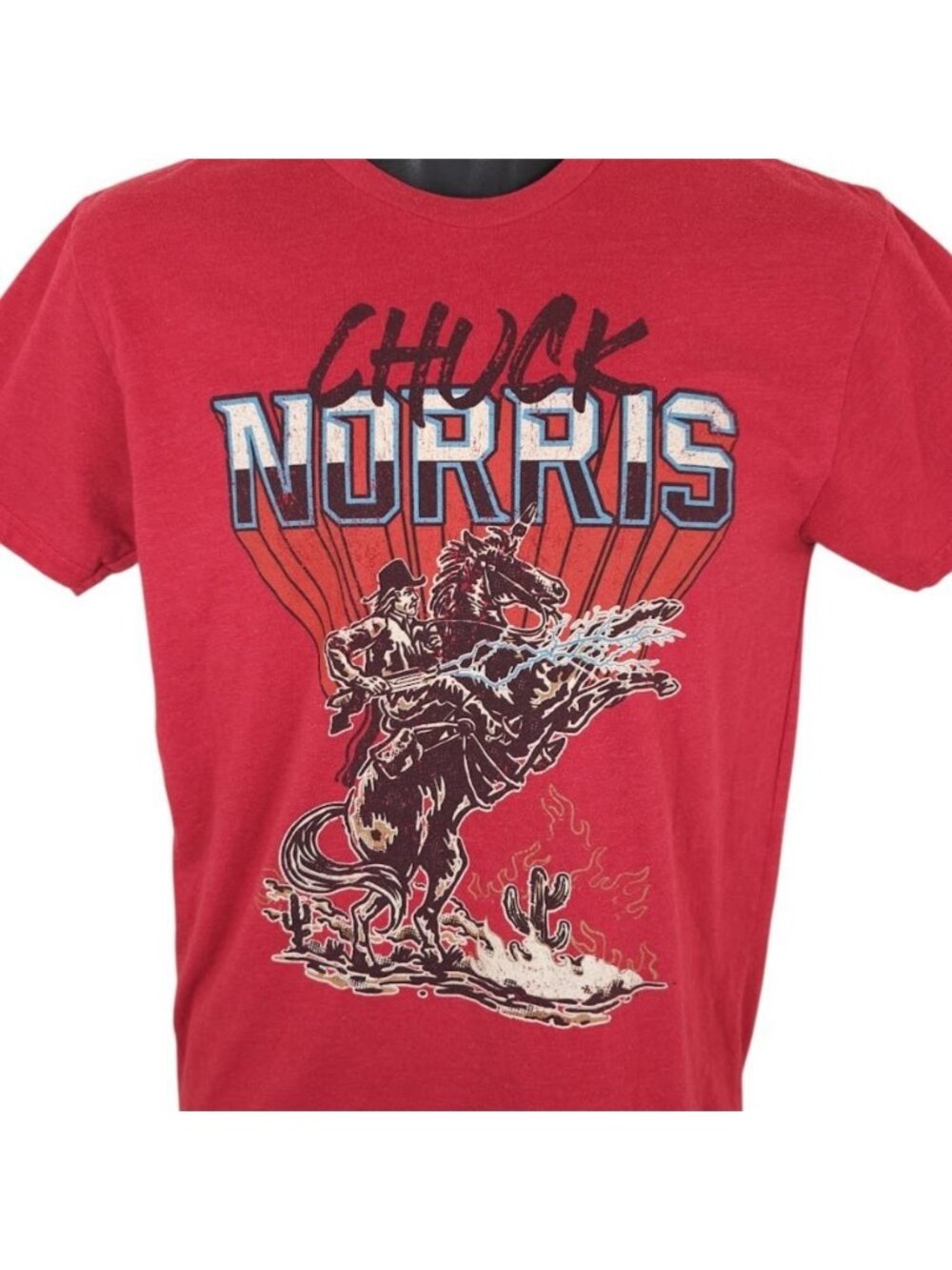 Chuck Norris Unicorn T Shirt Mens Size Small Red Cowboy Desert Rodeo